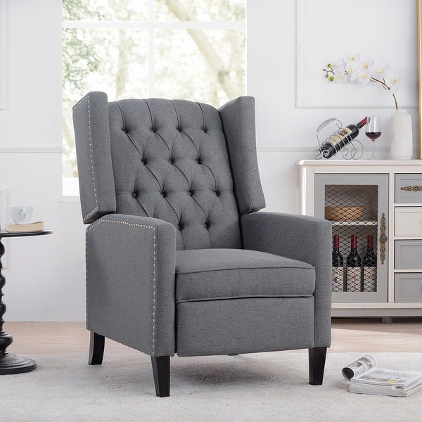 Manual Wing Upholstered Accent Chair Armchair with Tufted Back - 27