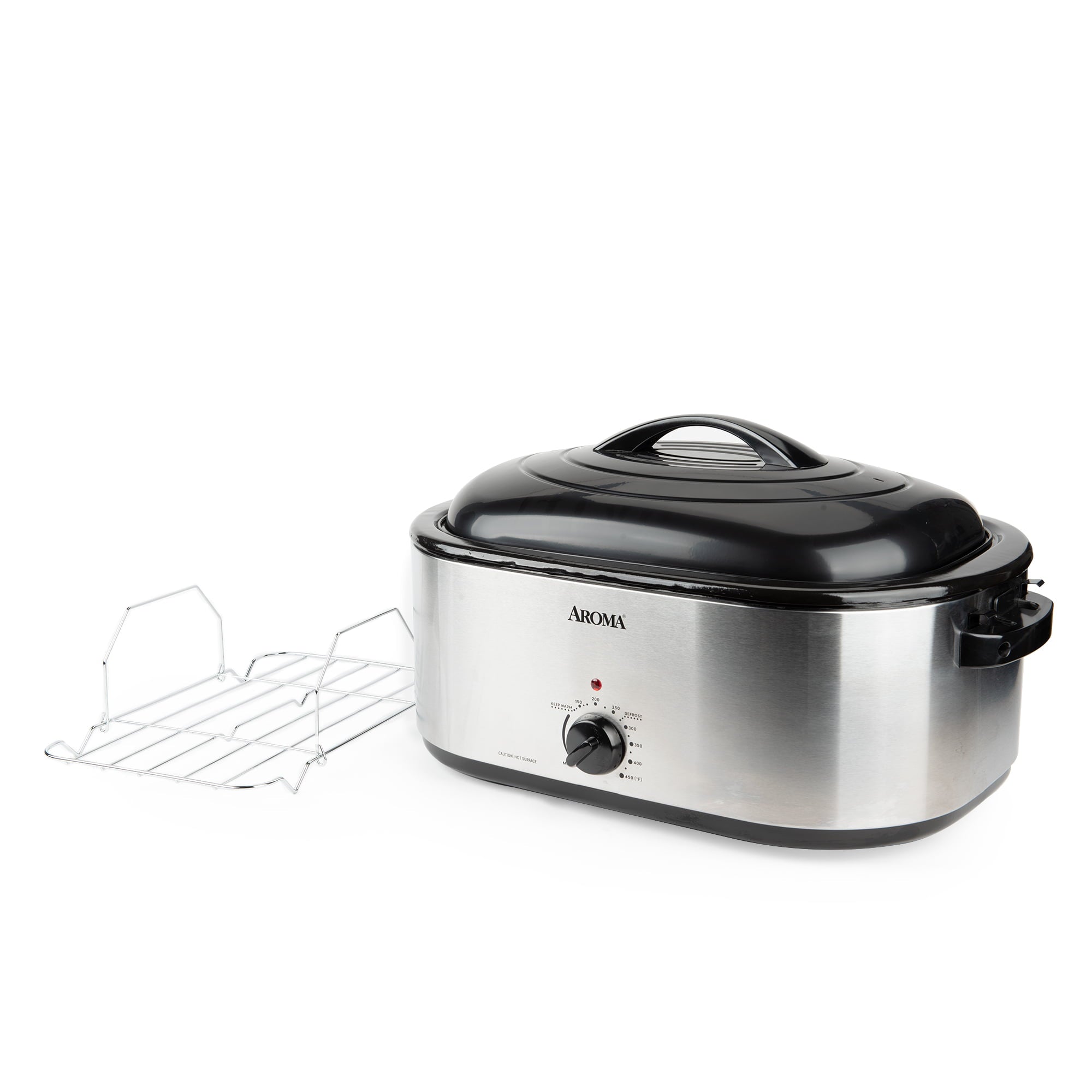 Aroma 22 Quart Electric Roaster Oven Stainless Steel with Self-Basting Lid, ART-712SB