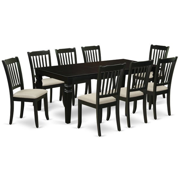 Wooden Dining Table Set Includes Round Small Table and Parson Chairs in Linen Fabric (Pieces and Finish Option)