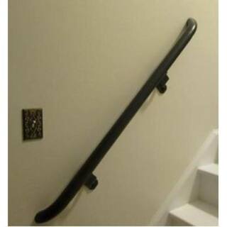 EZ Handrail 4 ft. Textured Black Aluminum Round with Curved Ends Handrail Kit EZA4KWR-HB