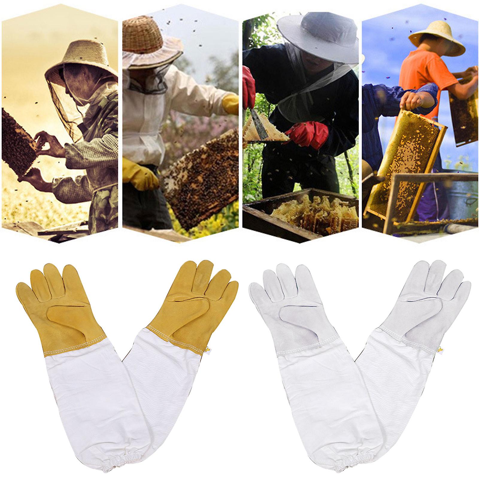 1 Pair Beekeeping Gloves Protective Sleeves Breathable Anti Bee Sting Sheepskin Long Gloves For Beekeeper Beekeeping Tools