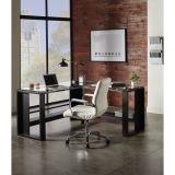 Modern Comfort Winsley Bonded Leather Mid-Back Manager's Chair， White/Silver， BIFMA Certified