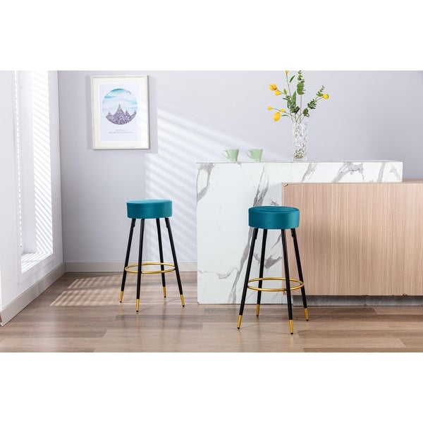 30.11 in. Set of 2 Metal Frame Bar Stool with Velvet Seat