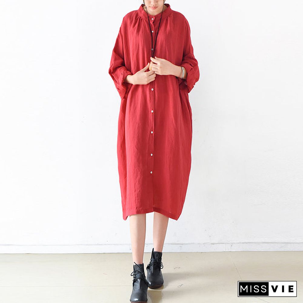 fall Plus size linen dresses cute linen shirt dress maternity dresses