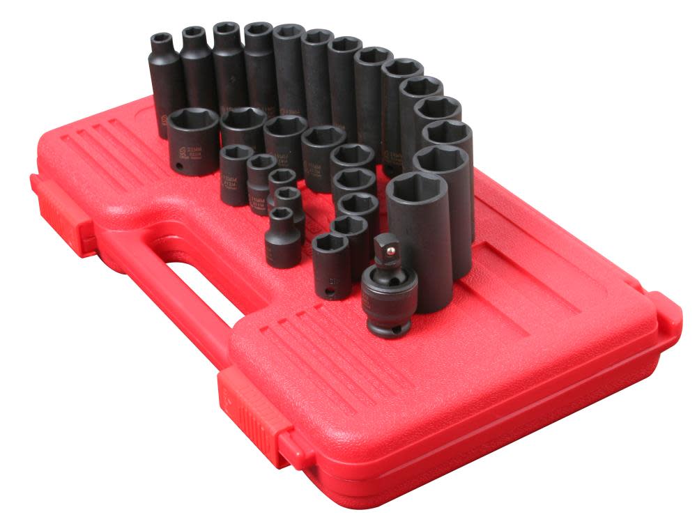 29 pc. 3/8 In. Dr. Metric Master Impact Socket Set ;