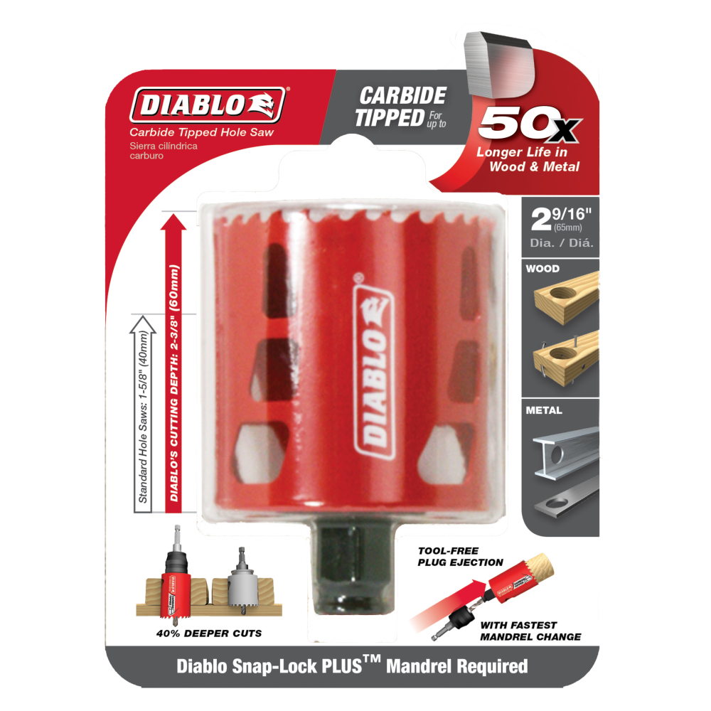 Diablo Tools 2-9/16 (65mm) Carbide-Tip Wood and Metal Holesaw