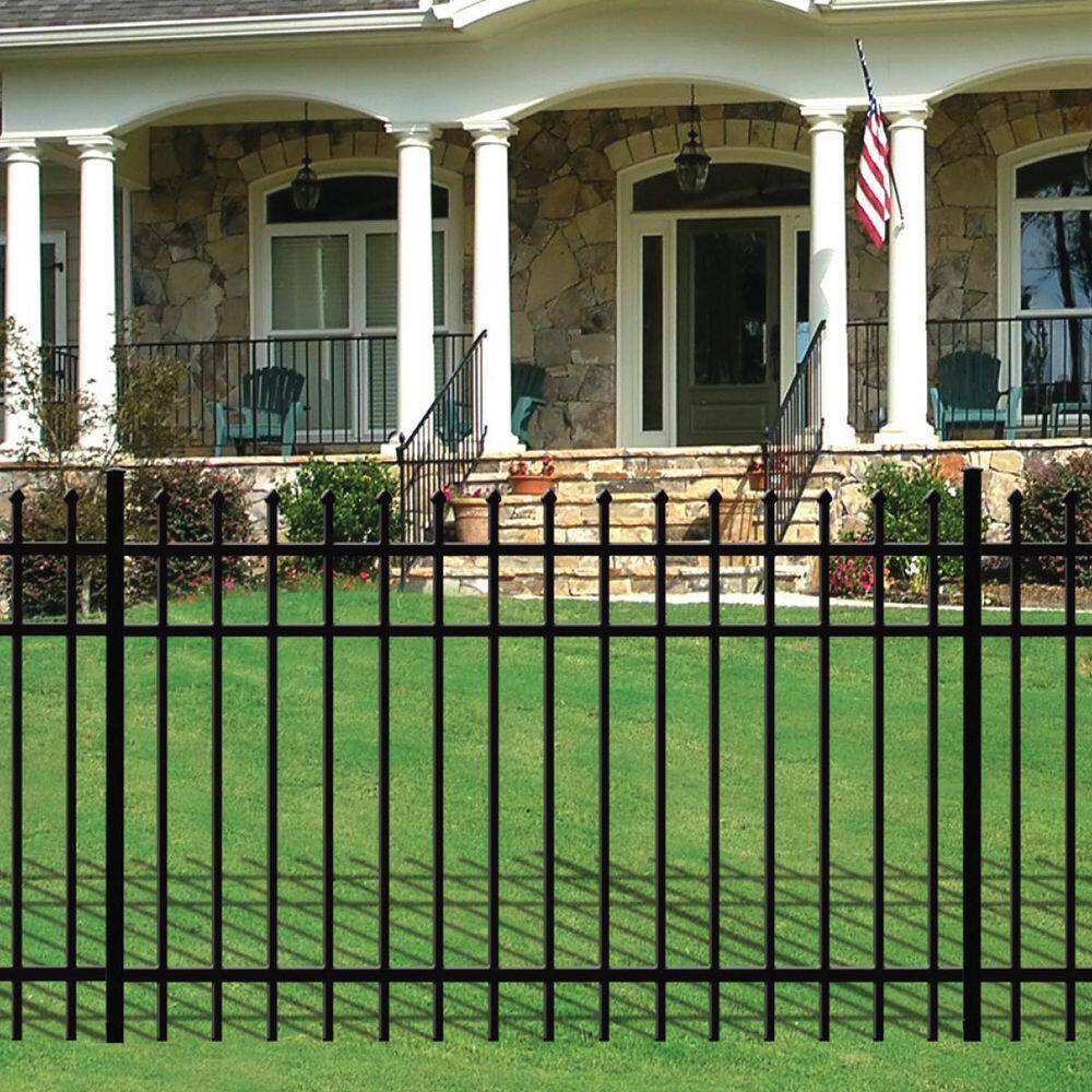 FORGERIGHT 72 in. 4 ft. Black Osprey Black Aluminum Fence Line Post 881812