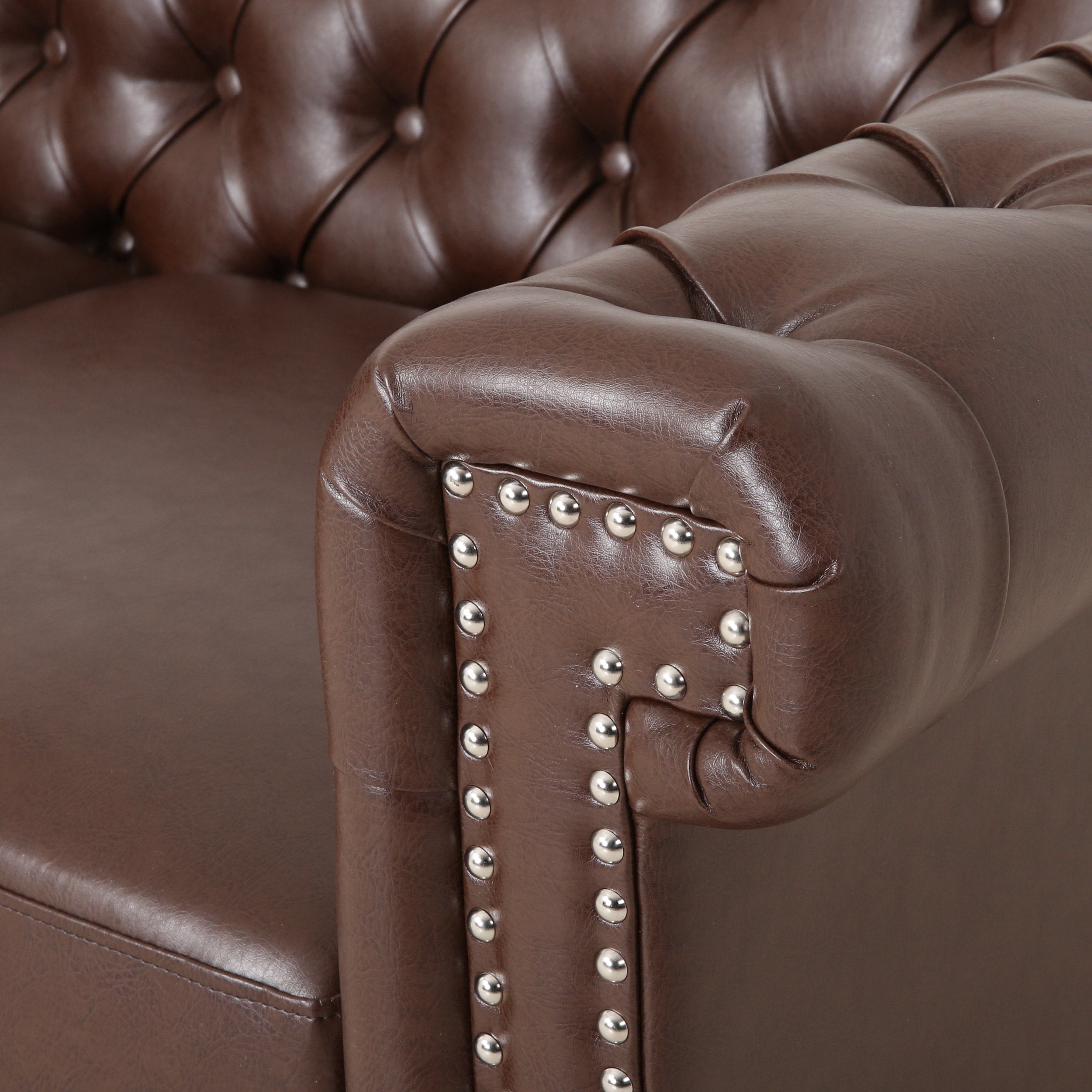 Timber Modern Glam Tufted Loveseat with Nailhead Trim