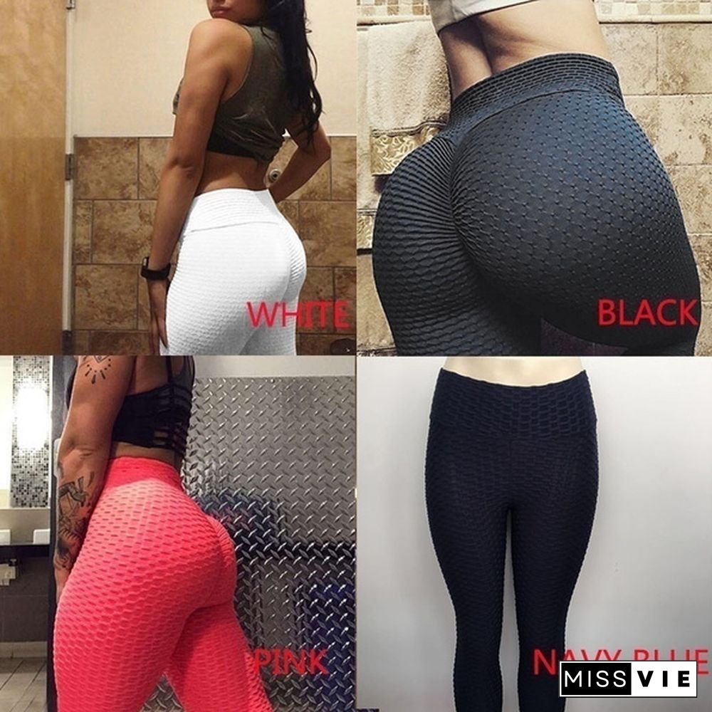 9 Colors Choose Sexy Hip Tight Yoga Pants Fitness Sports Leggings Bubble Sports Leggings Female Running Trousers High Waist Yoga Tight Sports Pants (S-2XL)