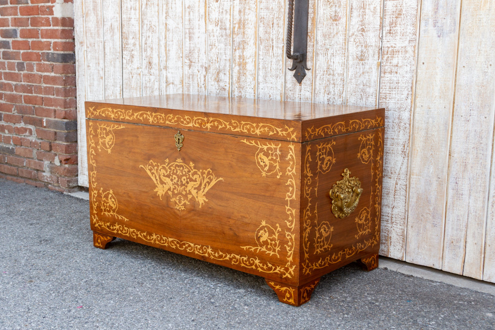 Large Walnut Marquetry Inlay Chest   Victorian   Accent Chests And Cabinets   by De cor  Houzz