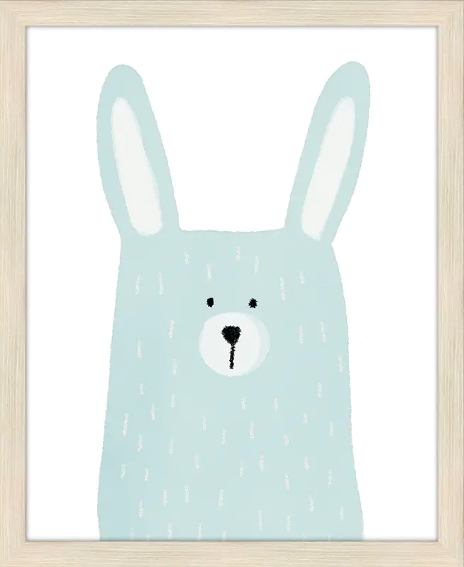 Blue Bunny Framed Canvas Wall Art