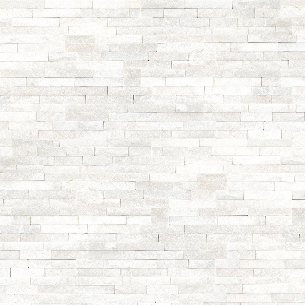 MSI Arctic White Ledger Panel 6 in. x 25.52 in. Textured Marble Stone Look Wall Tile (6 sq. ft.Case) LPNLQARCWHI624C