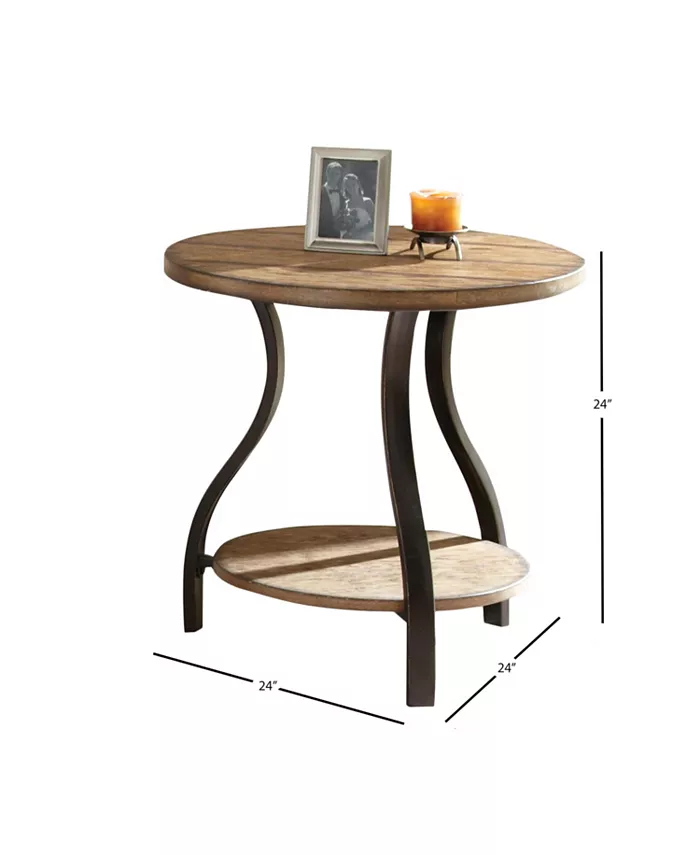 Steve Silver Denise 24 Round Wood and Metal End Table