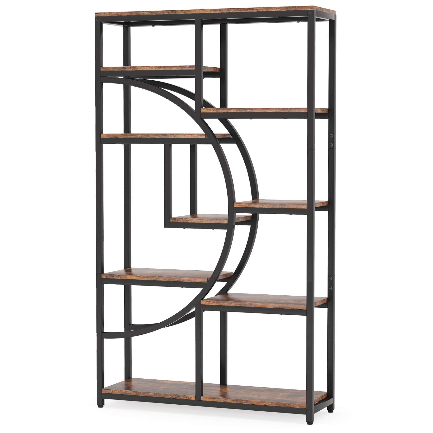 Freestanding Bookshelf, 68.9 Etagere Bookcase with 9 Open Shelves