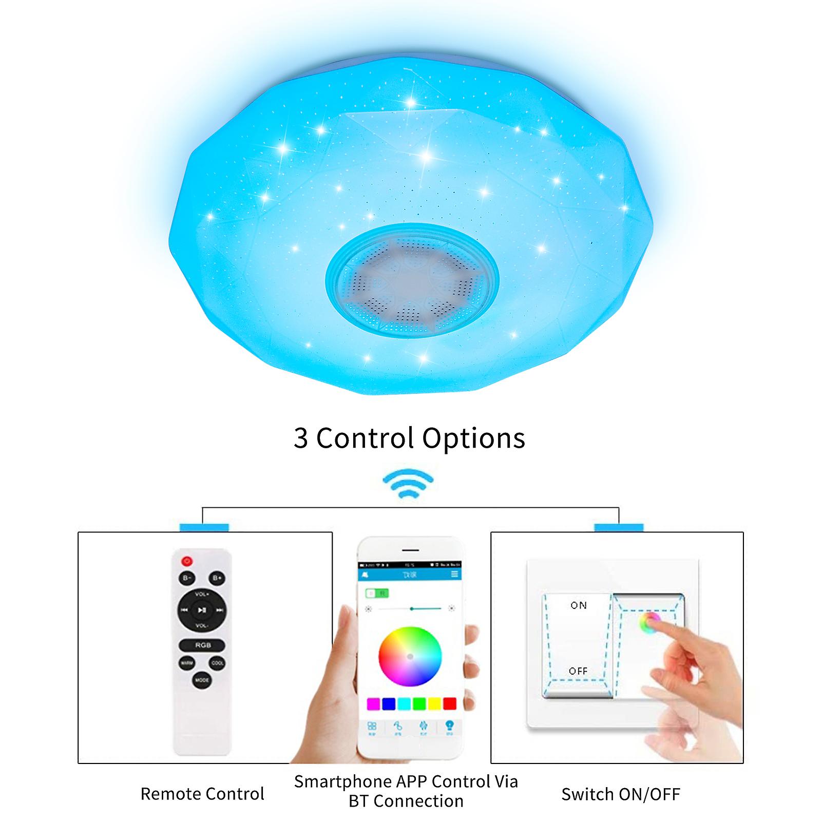 Ac186-265v 36w Leds Starlight Dimmable Music Ceiling Lamp Remote and App Control High Sound Quality Bt Speaker Rgb Color Changing Party Star Lights Home