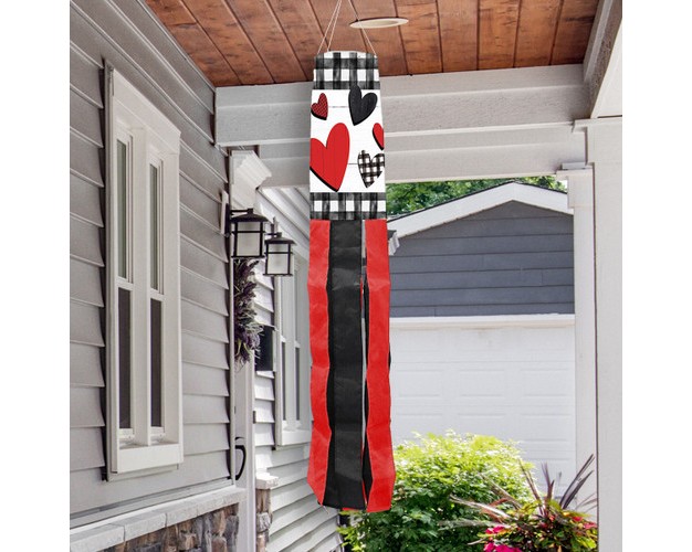 Briarwood Lane Valentineu2019s Checkered Valentine Windsock Wind Twister 40x6