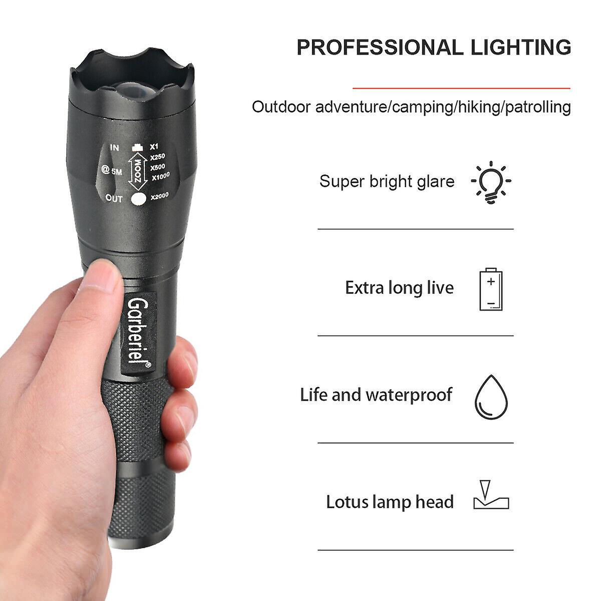 2000lumens T6 Led Flashlight Mini Zoom Torch+18650 Battery