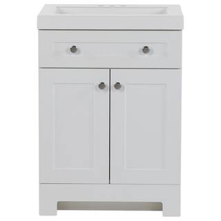 Glacier Bay Everdean 24.5 in. W x 18.8 in. D x 34.4 in. H Freestanding Bath Vanity in White with White Cultured Marble Top EV24P2-WH