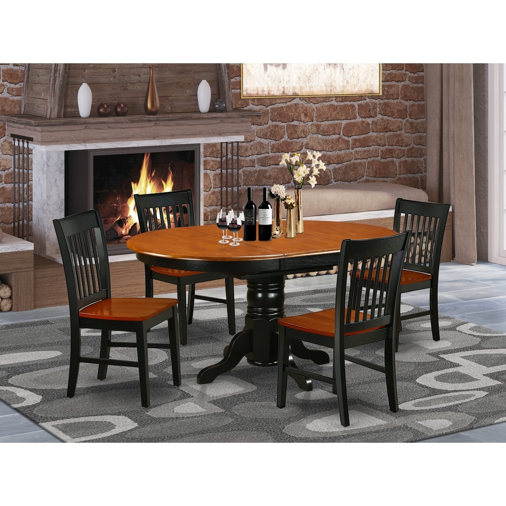 East West Furniture Dining Set Includes an Oval Dining Room Table and Kitchen Chairs  Black   Cherry(Pieces Option)