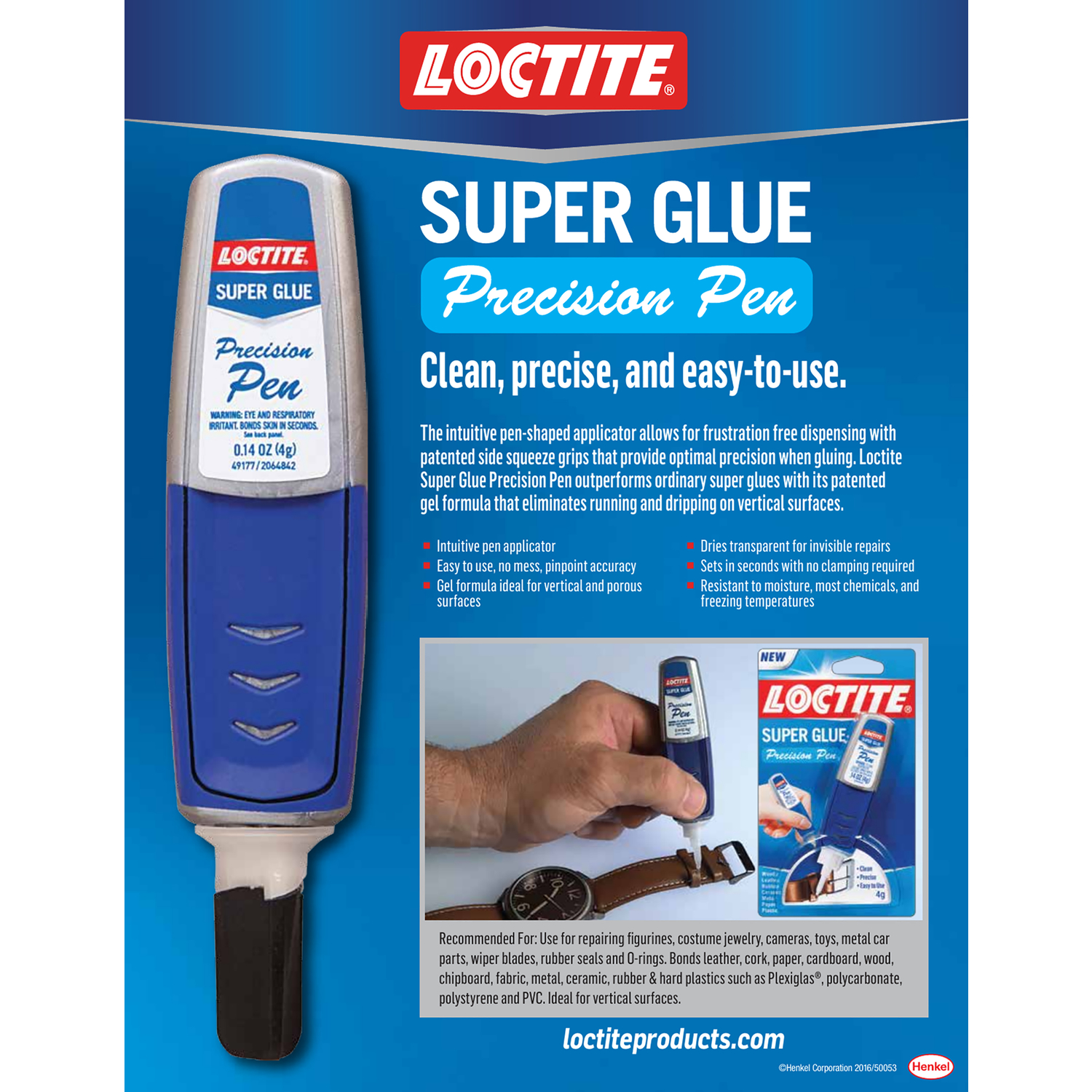 Loctite Precision Pen High Strength Ethyl Cyanoacrylate Super Glue 0.14 oz