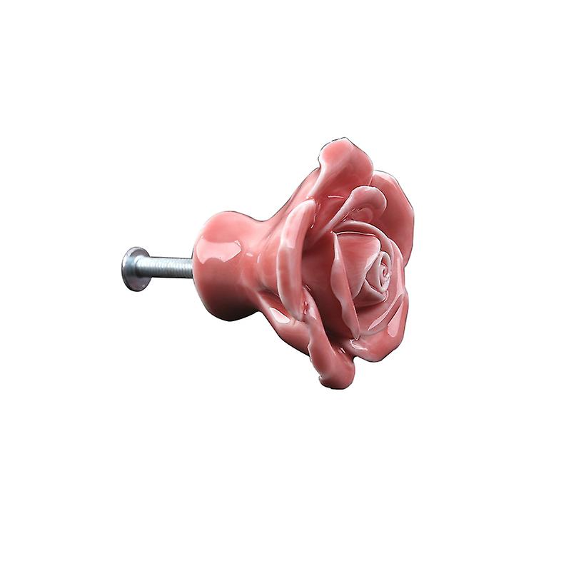 8pcs Door Knobs Fashion Ceramics Rose Shaped Cabinet Handle Drawer Handle For Home