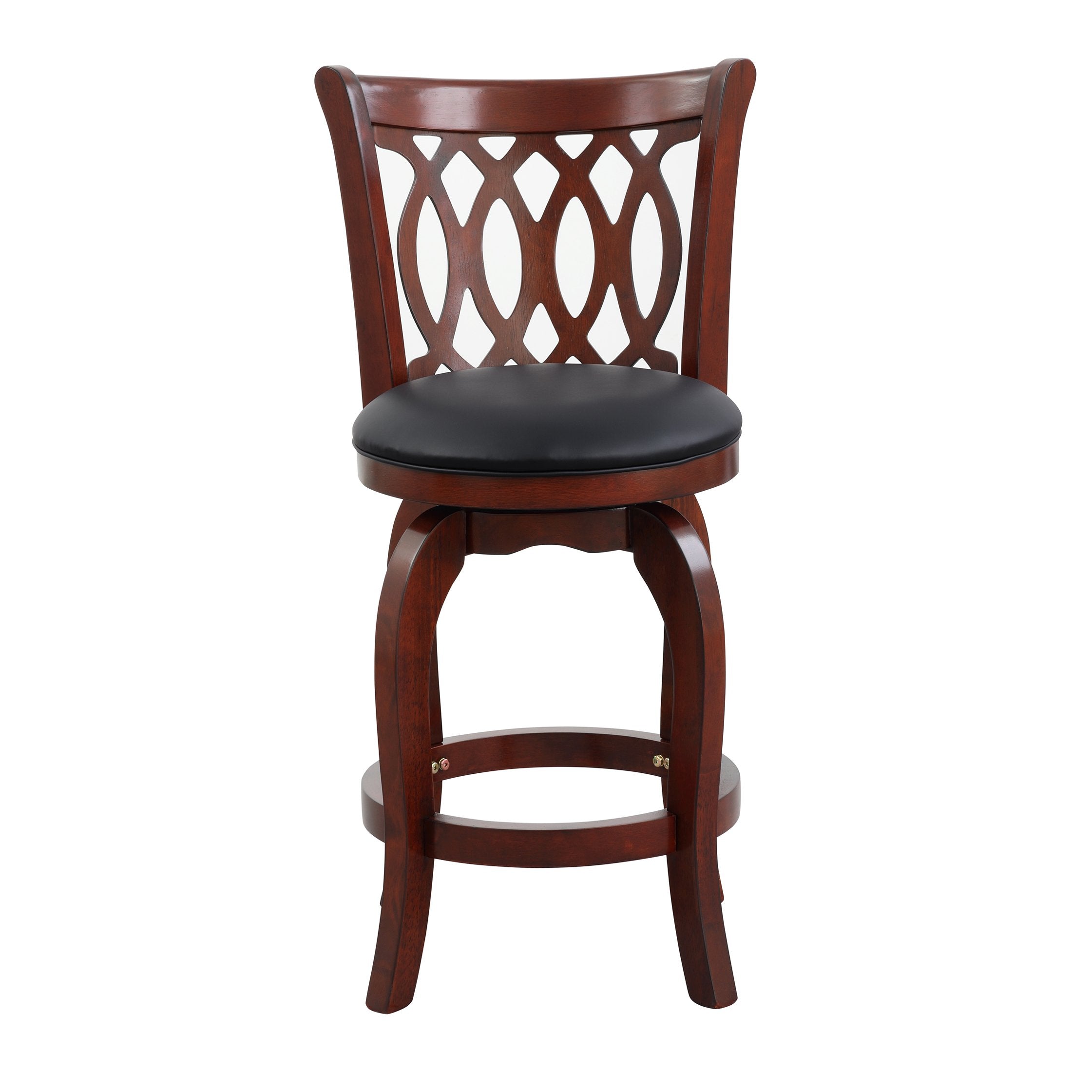 OakvillePark Odelia Scroll Back Swivel Barstool， Counter Height， Cherry