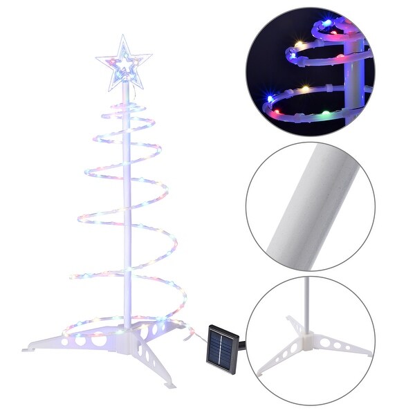 Yescom 2Ft LED Christmas Spiral Light with Star Finial Solar Panel New Year Decoration