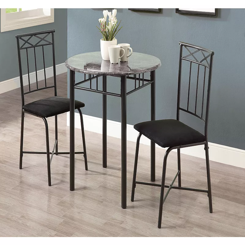 3-Piece Gray and Black Contemporary Rectangular Dining Table with Chairs 30