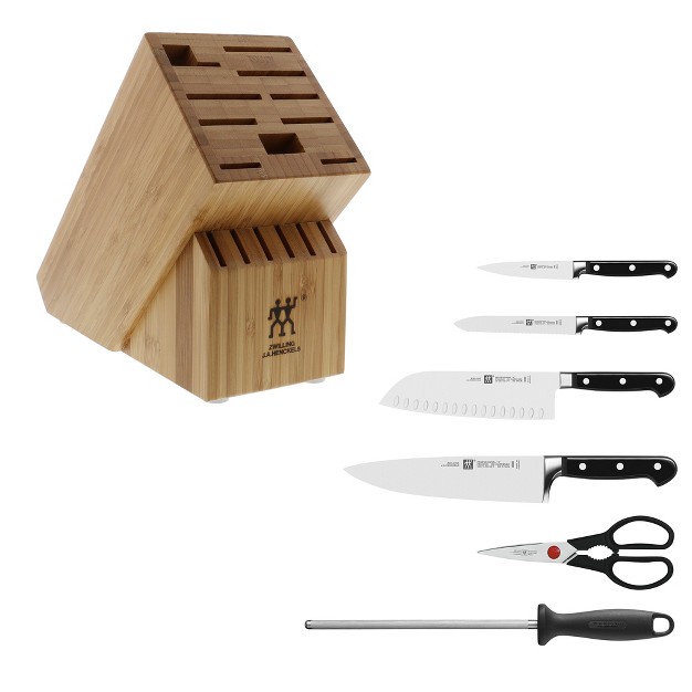 Zwilling Professional S Knife Set With Block Chef s Knife Serrated Utility Knife 7 Piece Black