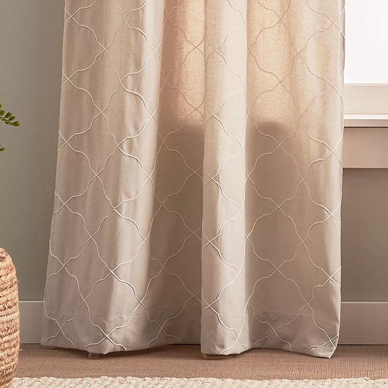 Peri Mallorca Embroidery Backtab 2-panel Window Curtain Set