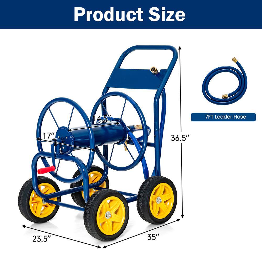 Costway Garden Hose Reel Cart Holds 330 ft. of 34 in. or 58 in. Hose 400 ft. of 12 ft. Hose Blue GT3919NY