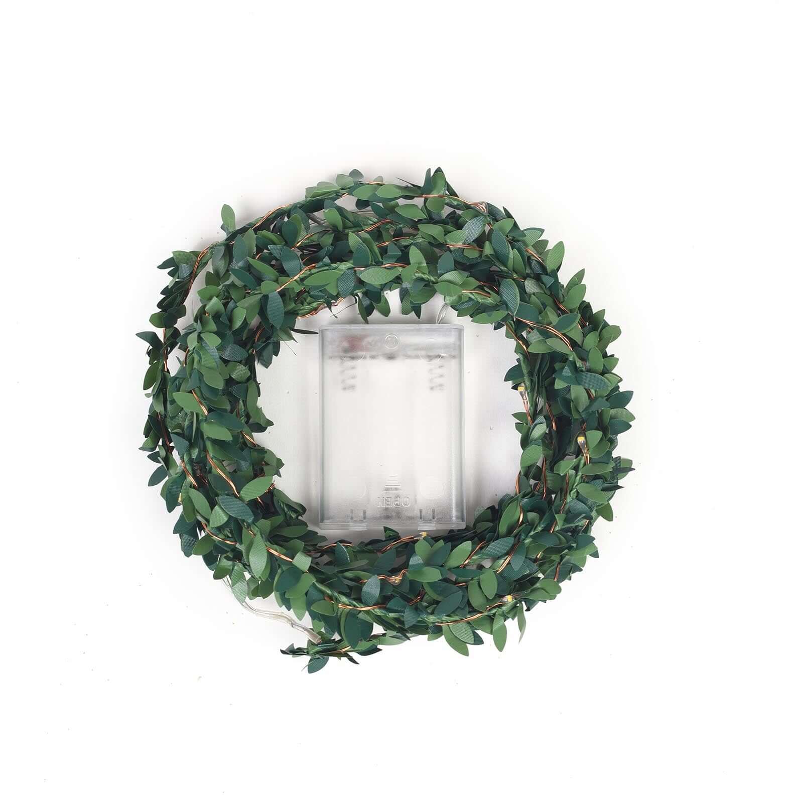 Green Leaf Battery Operated 30 LED Fairy String Light Garland, White Light 10ft