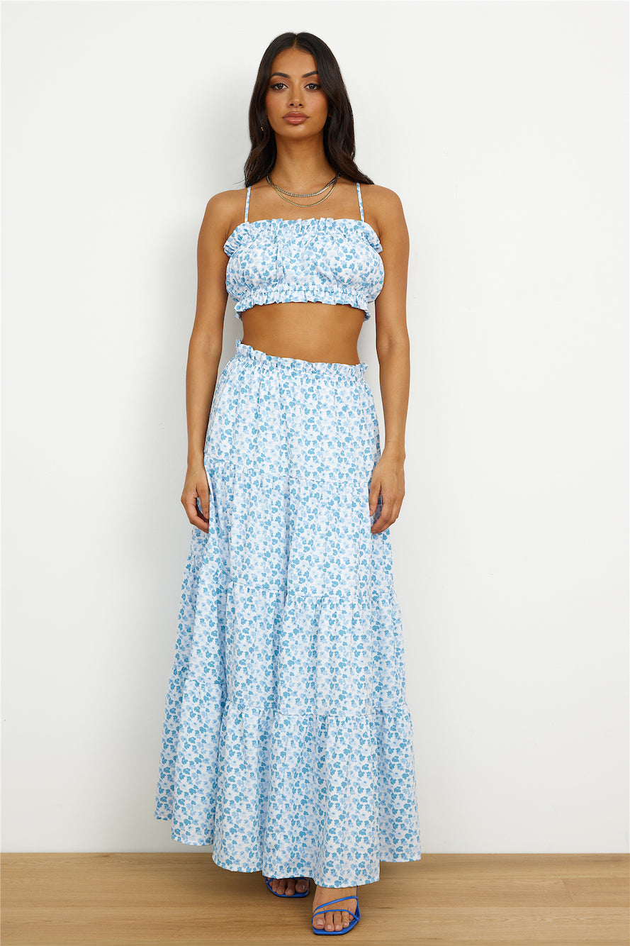 Pretty Dance Maxi Skirt Blue