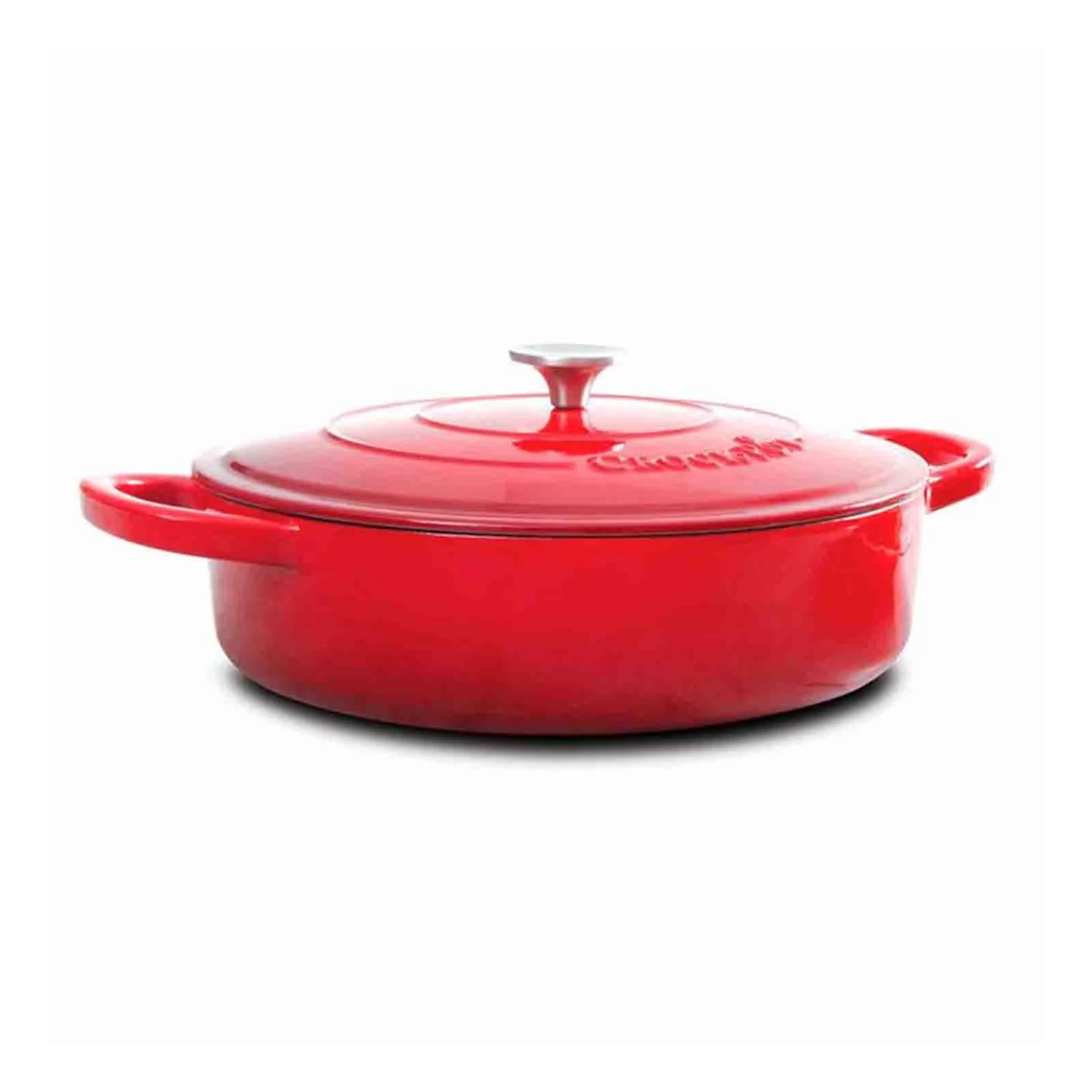 Crock Pot 112000.02 Artisan Enameled Cast Iron Braiser W/Lid， 5 Quart， Scarlet Red