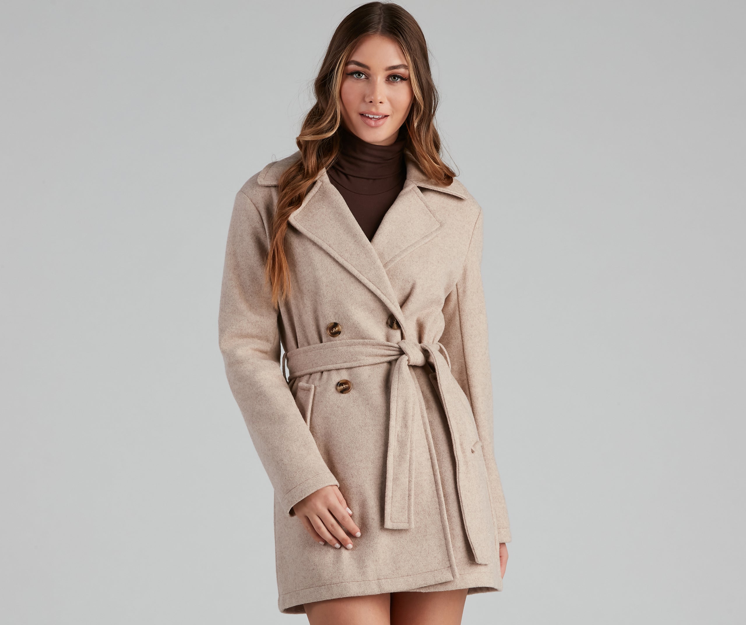 Elevated Chic Belted Faux Wool Coat