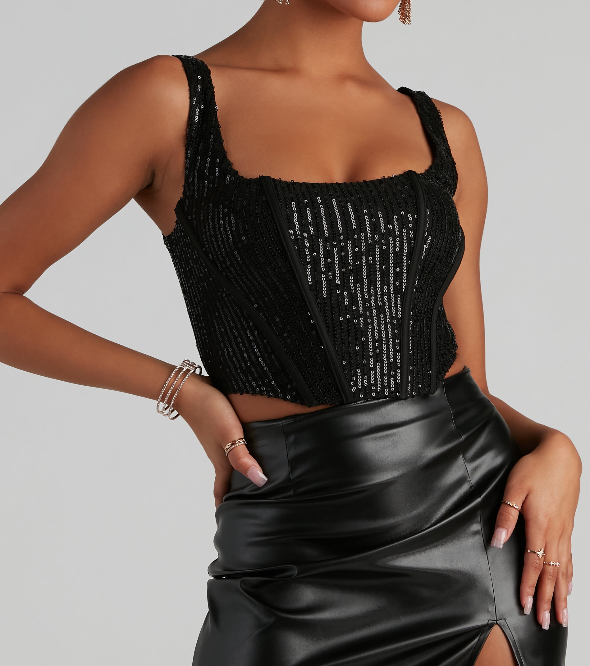 Boost Your Glow Sequin Corset Top