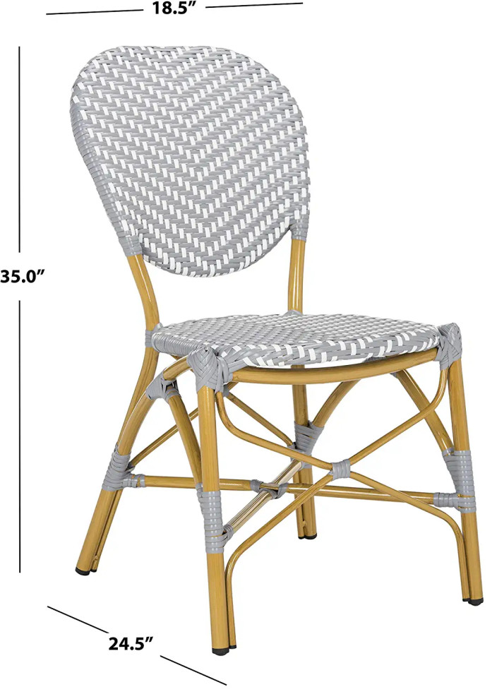 2 Pack Stackable Outdoor Dining Chair  Armless Woven PE Wicker Seat   Tropical   Outdoor Dining Chairs   by Decor Love  Houzz