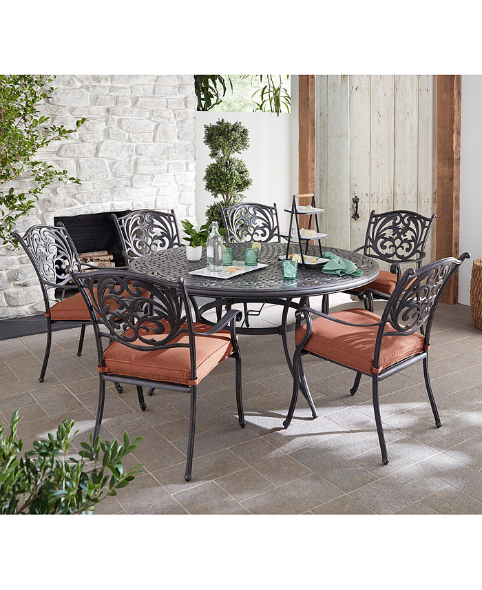 Agio Chateau Outdoor Cast Aluminum 7-Pc. Dining Set (60 Round Dining Table and 6 Dining Chairs)