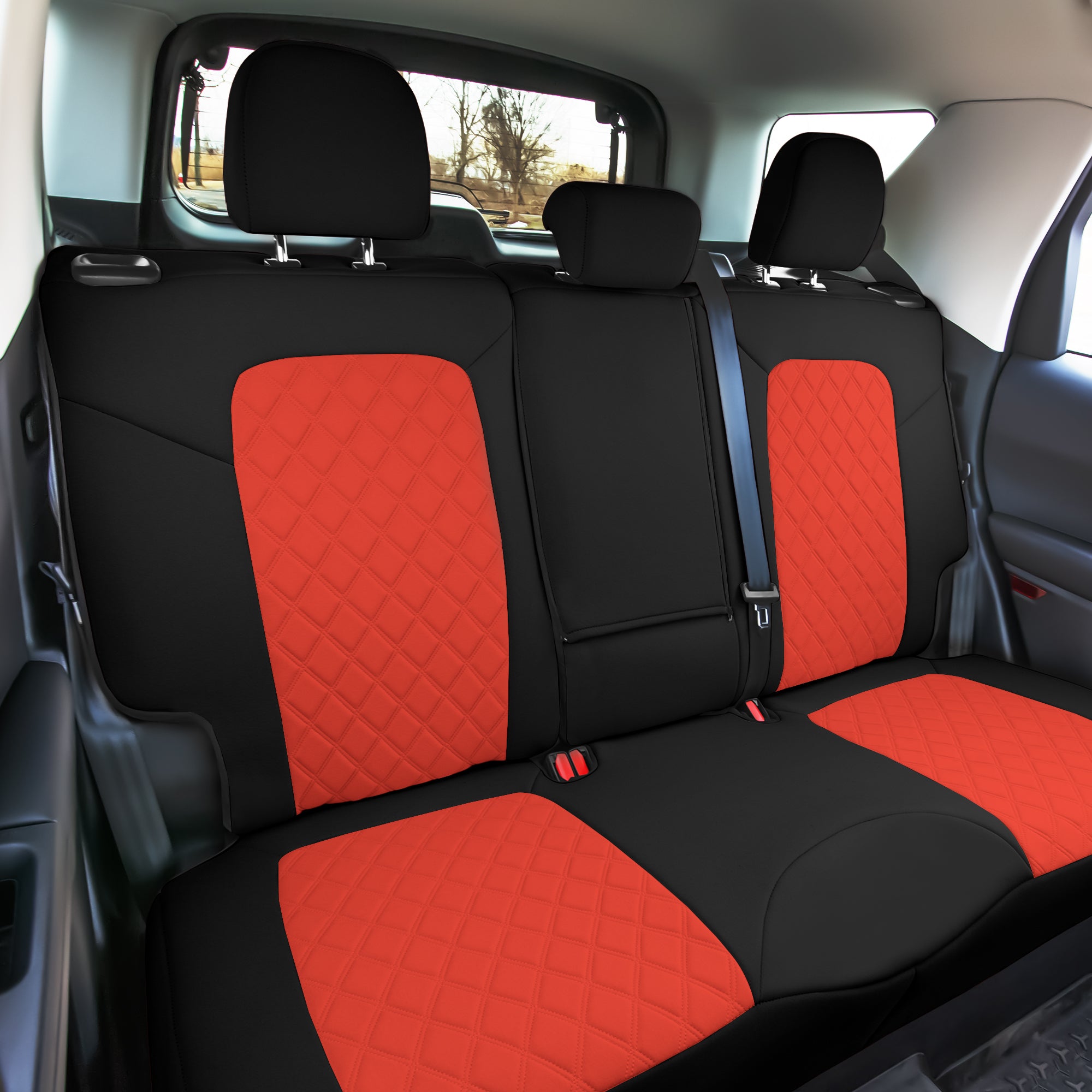 FH Group AFCM5018RED-REAR Red Neoprene Custom Car Seat Cover For 2018-2023 Ford Bronco Sport with Air Freshener