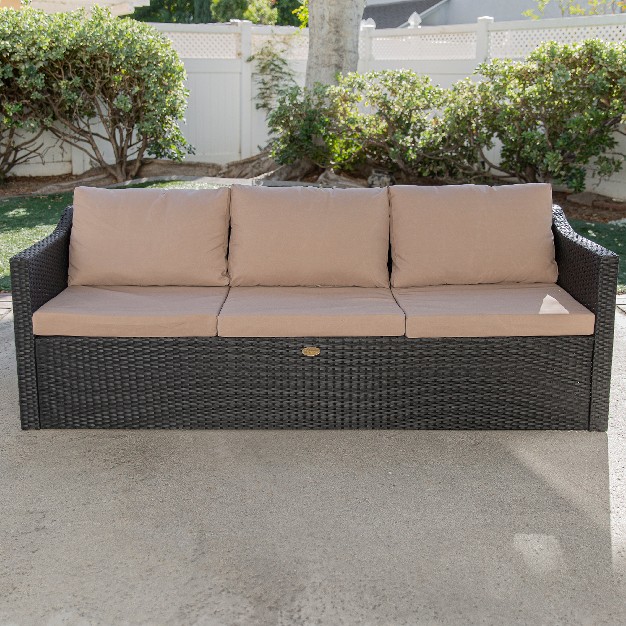 Barton 3 Person Madison Sofa Set Sectional W cushions Outdoor Patio Wicker