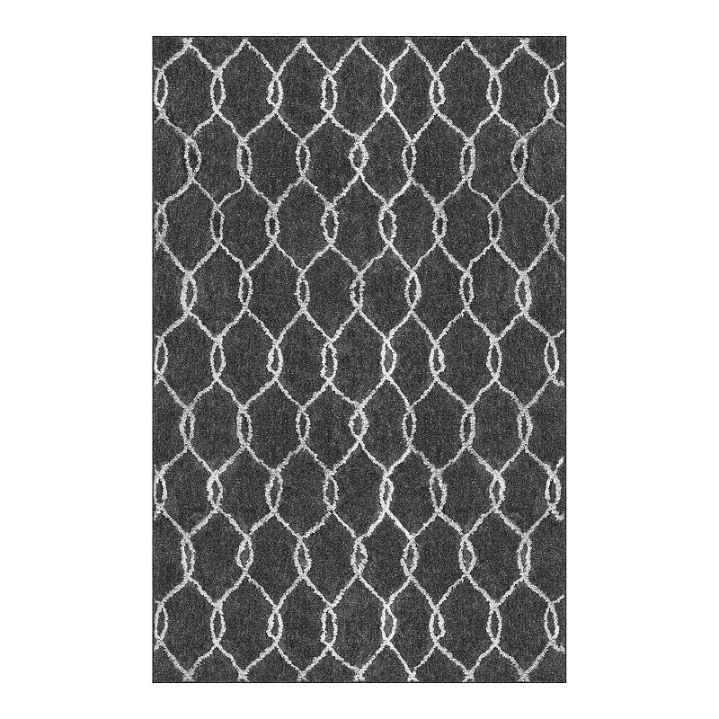 Luxuriant Microfiber Plush Trellis Shag Area Rug