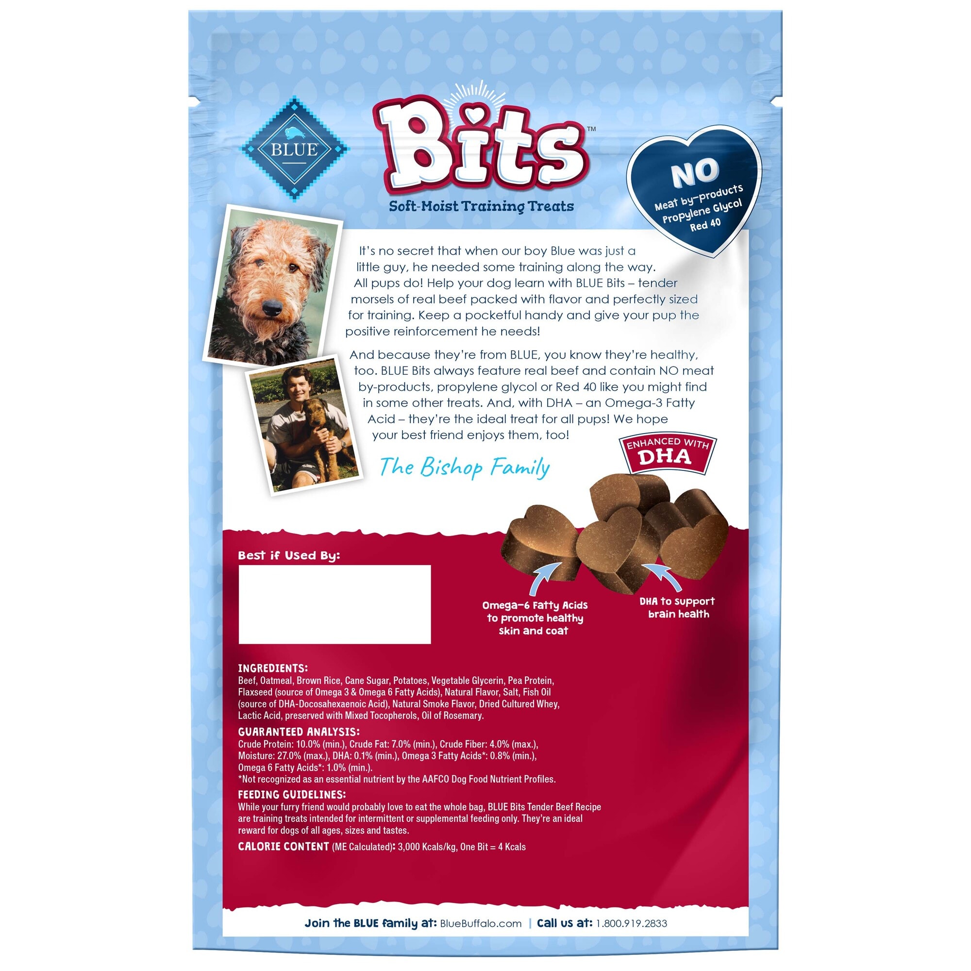 BLUE BUFFALO Blue Bits Beef Recipe Natural Soft-Moist Training Dog Treats， 19 oz.