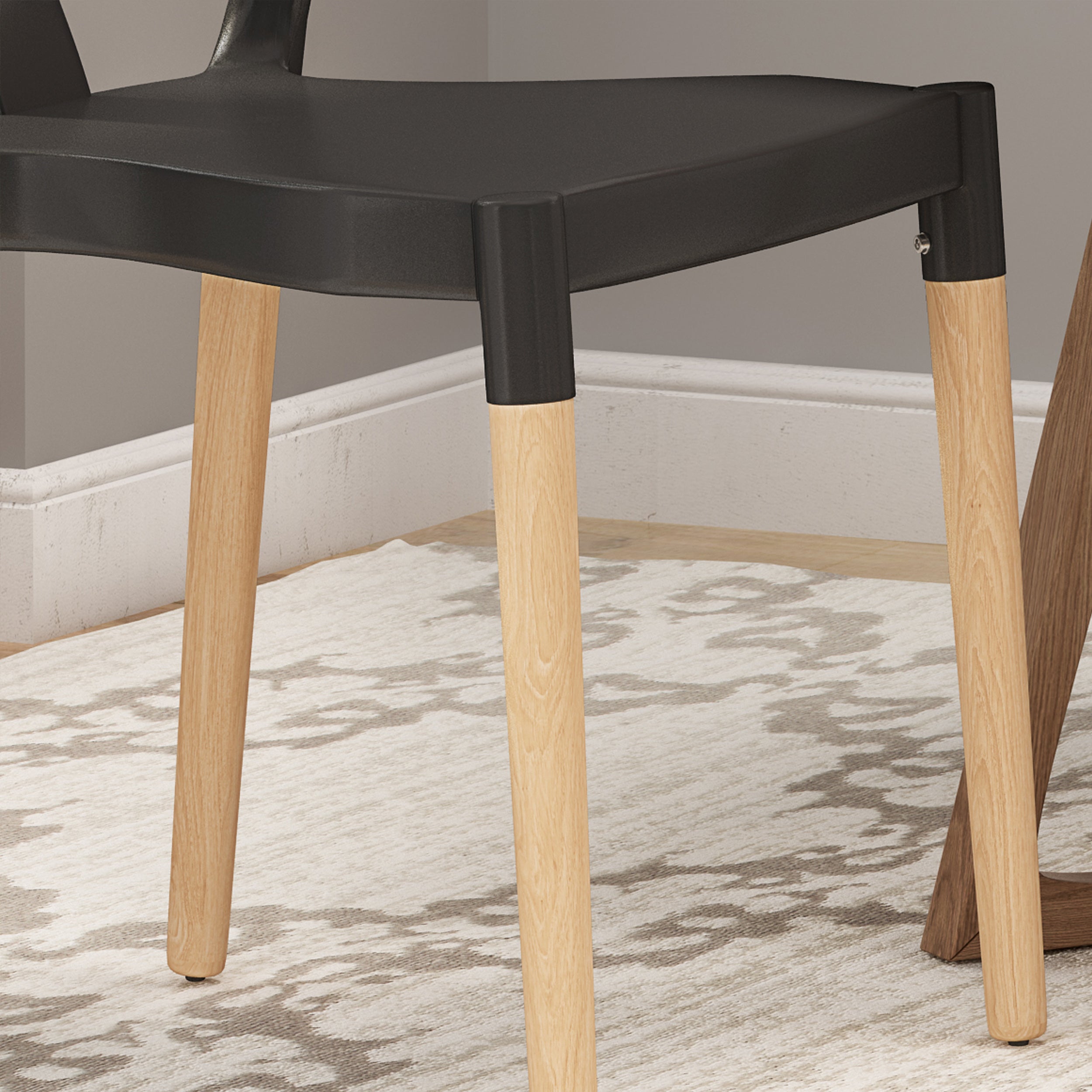 Victoria Modern Dining Chair with Beech Wood Legs (Set of 2)