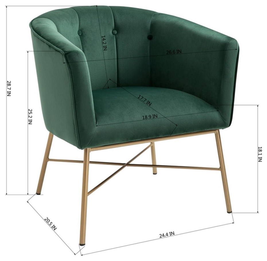 Homycasa 26.6 quotWide Green Velvet Armchair   Contemporary   Armchairs And Accent Chairs   by Homesquare  Houzz