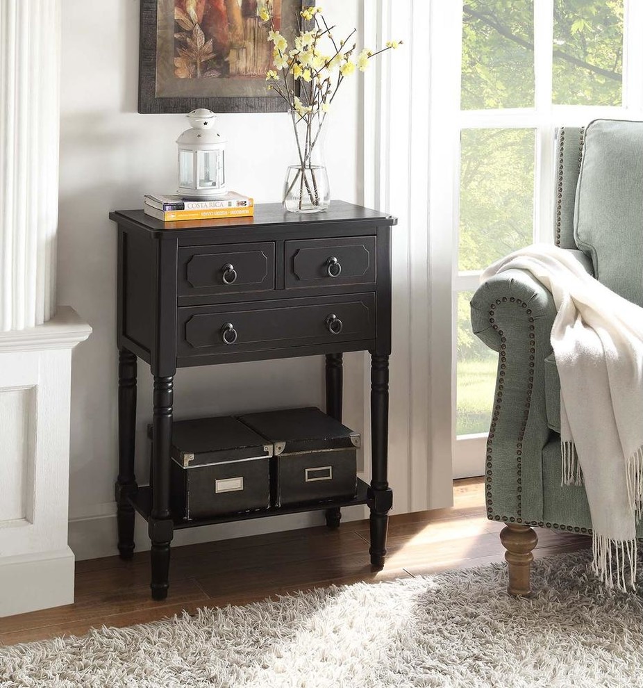 Simplicity 3 Drawer Chest  Black   Traditional   Accent Chests And Cabinets   by Beyond Stores  Houzz