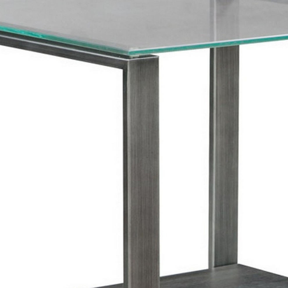 Kejo 22 quotFloating End Table  Glass Top  Open Shelf  Brown   Contemporary   Side Tables And End Tables   by VirVentures  Houzz