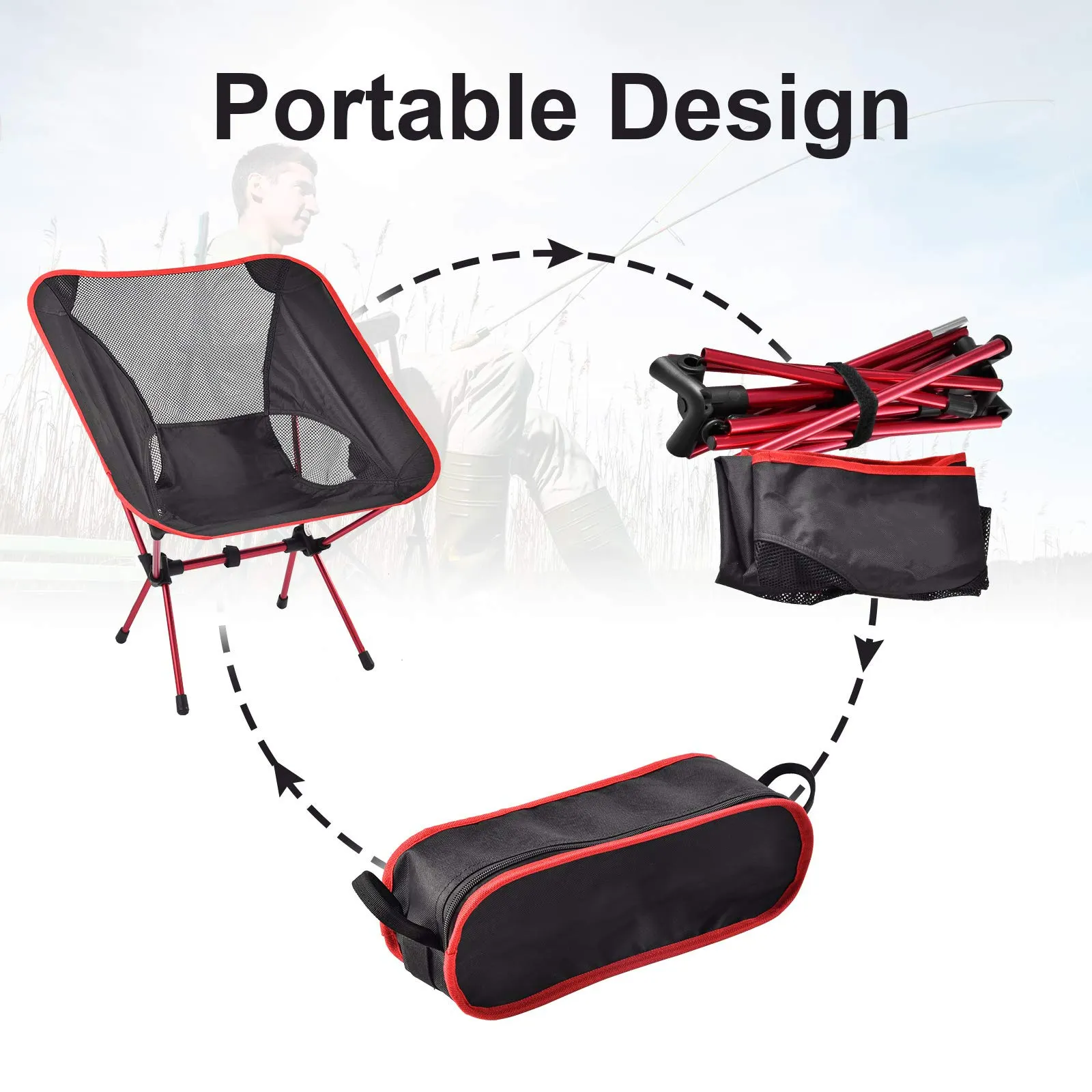 Outdoor Folding Chair Beach Camping Picnic Fishing Chair Convenient Picnic Travel Equipment Camping Hiking