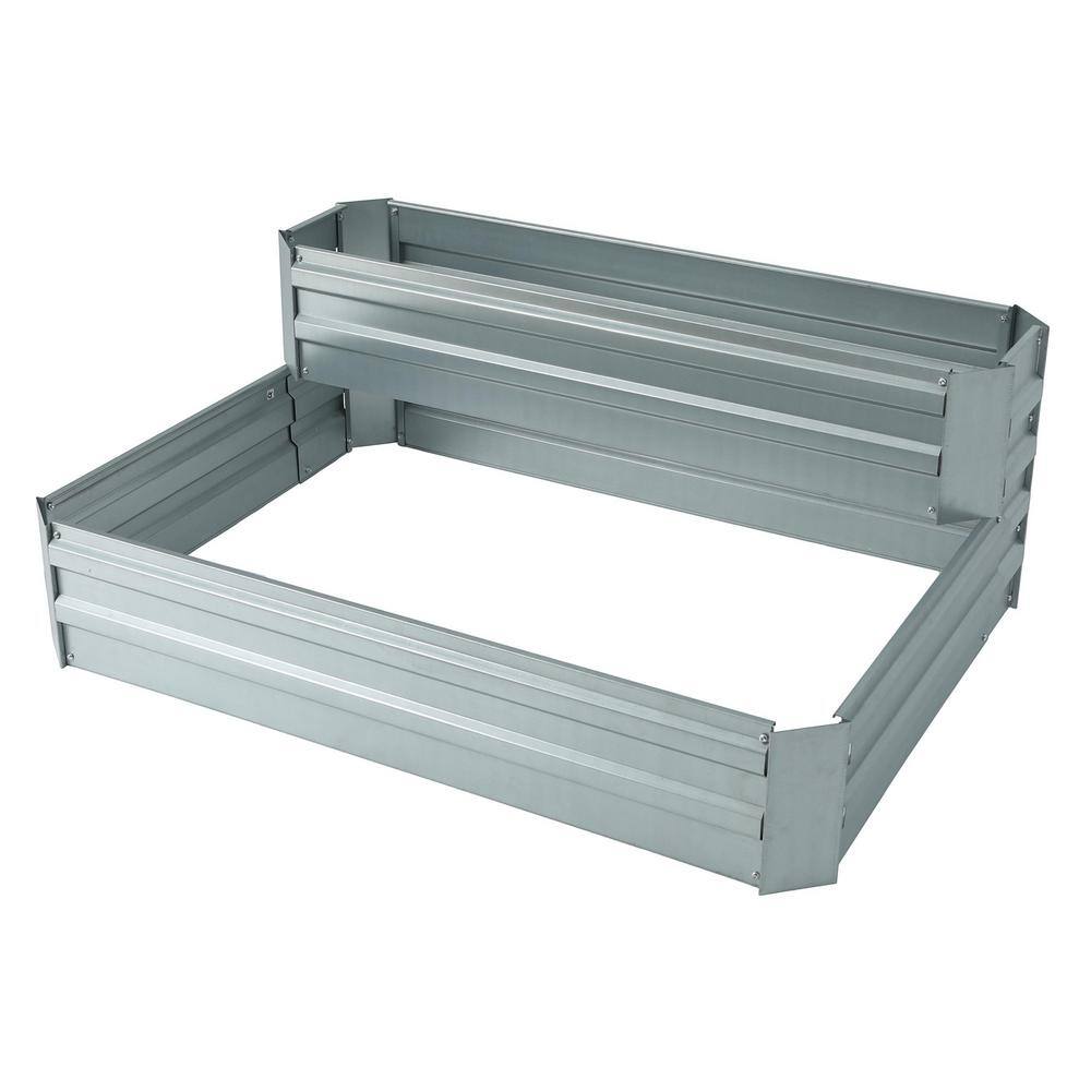 LuxenHome 2-Tier Galvanized Metal Raised Garden Bed WHPL1274