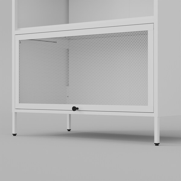 3-Tier Buffet Cabinet with Detachable and Folding Mesh Doors