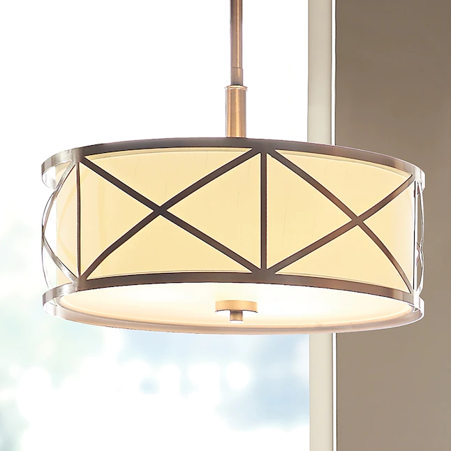 Kichler 34720 Edenbrook 3-Light Brushed Nickel Modern/Contemporary Etched Glass Drum Pendant Light